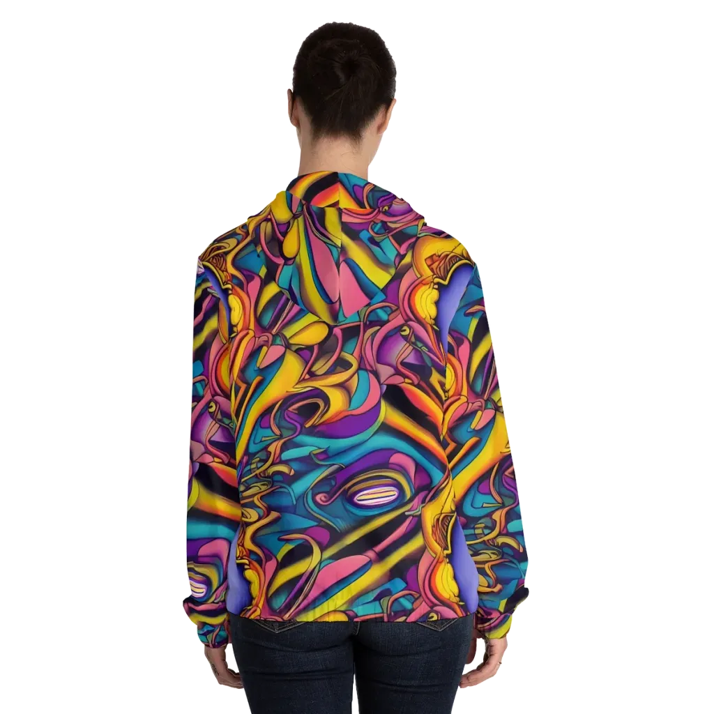 Pre-Raphaelite Wave on Women's Full-Zip Hoodie — Back On Person