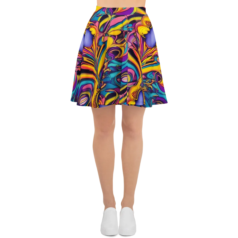 Pre-Raphaelite Wave on Skater Skirt — Front