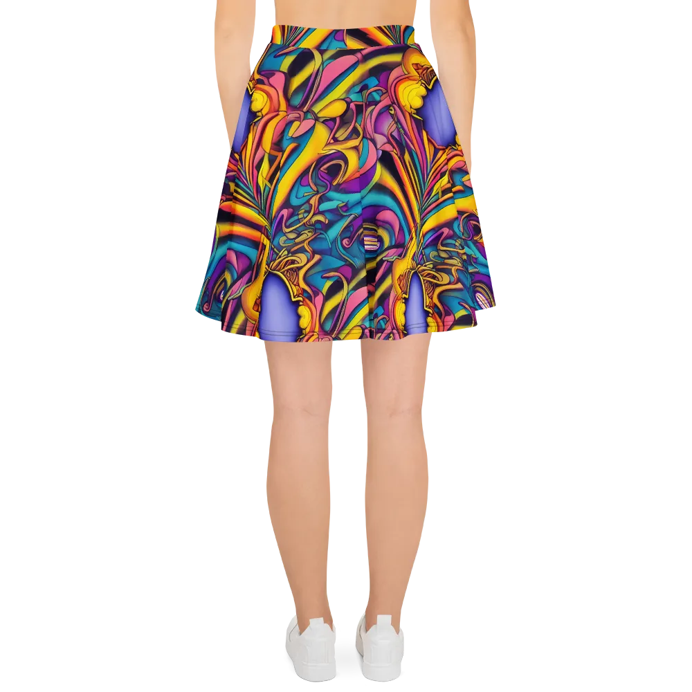 Pre-Raphaelite Wave on Skater Skirt — Back