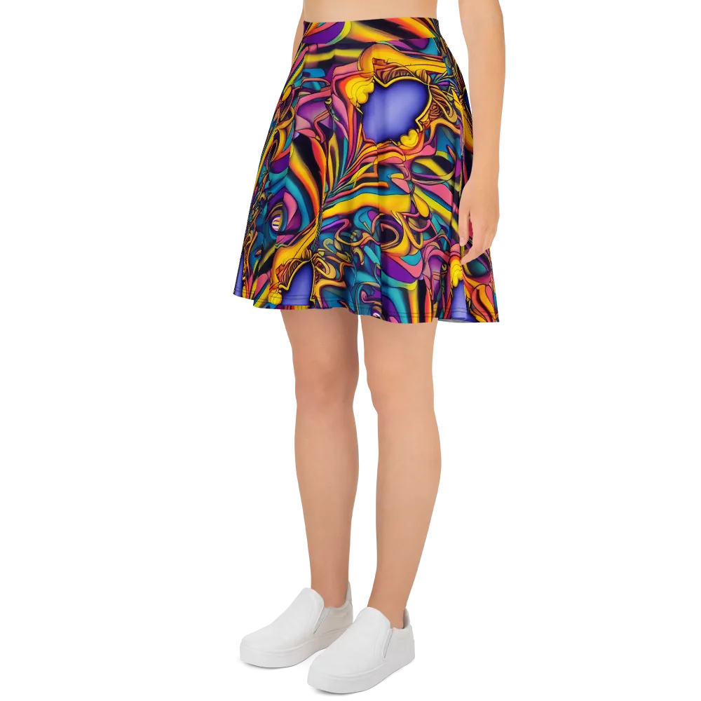 Pre-Raphaelite Wave on Skater Skirt — Left