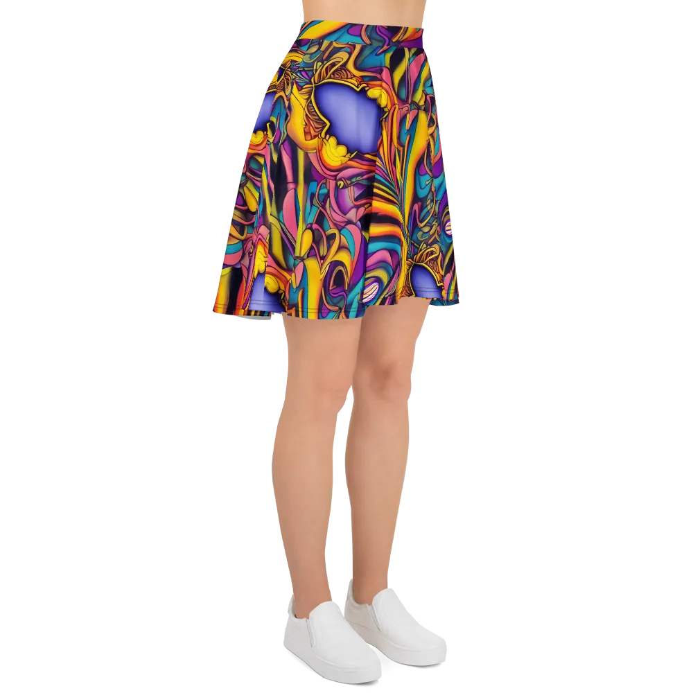 Pre-Raphaelite Wave on Skater Skirt — Right