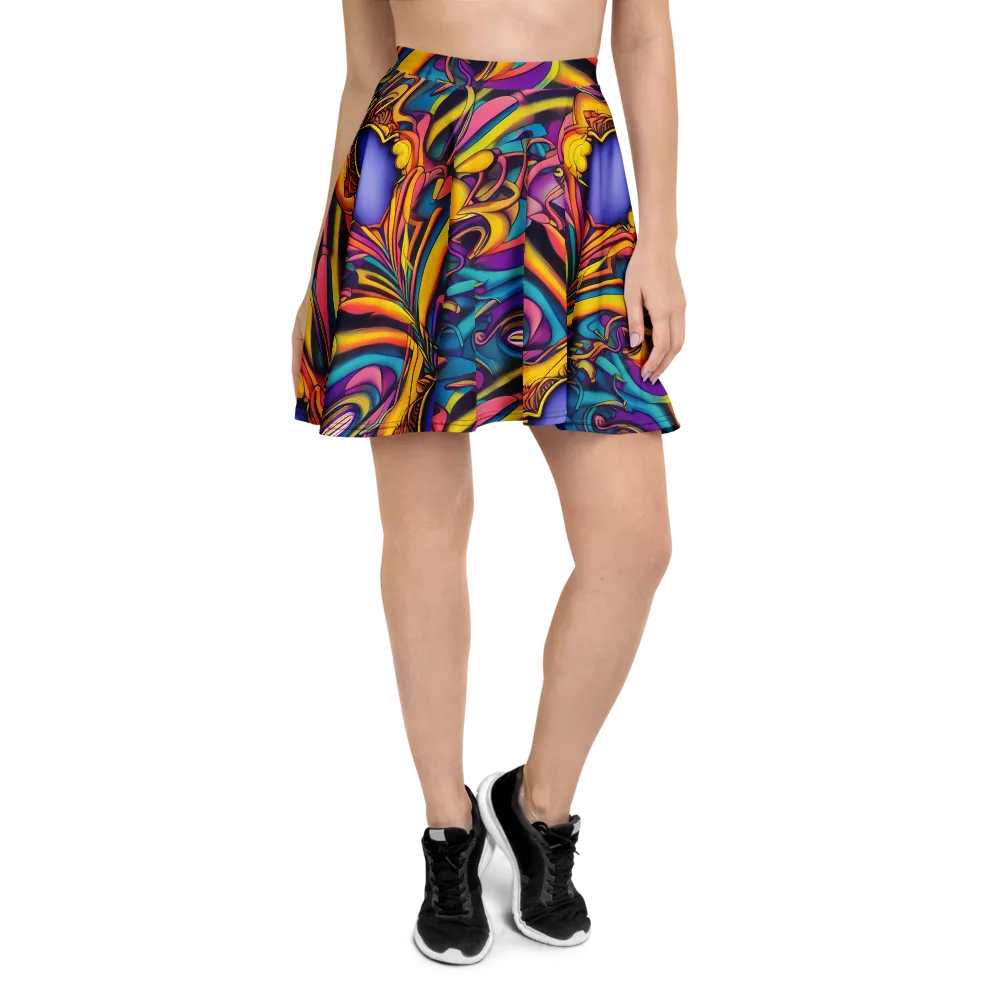 Pre-Raphaelite Wave on Skater Skirt — Front
