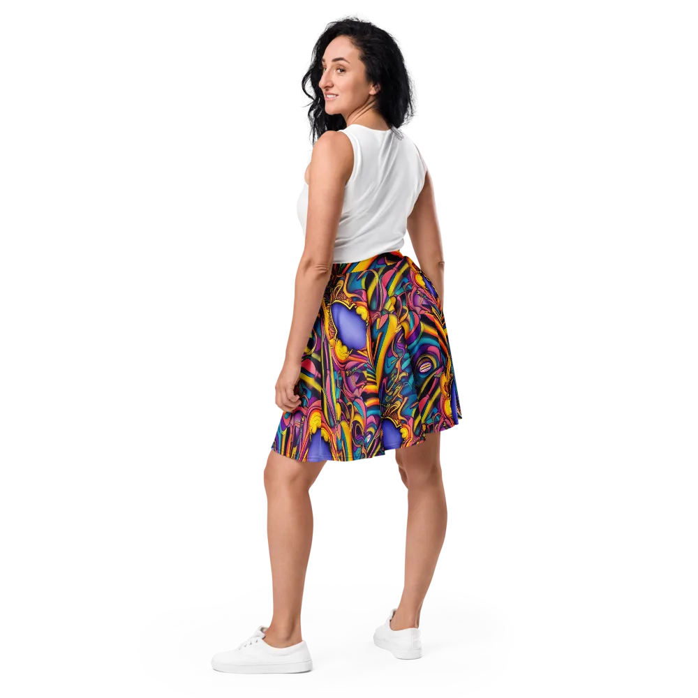 Pre-Raphaelite Wave on Skater Skirt — Back
