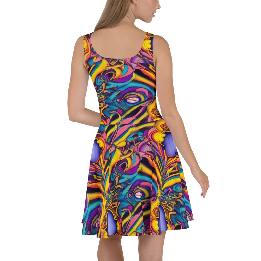 Pre-Raphaelite Wave on Skater Dress — Back