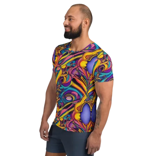Pre-Raphaelite Wave on a Men's Athletic T-Shirt