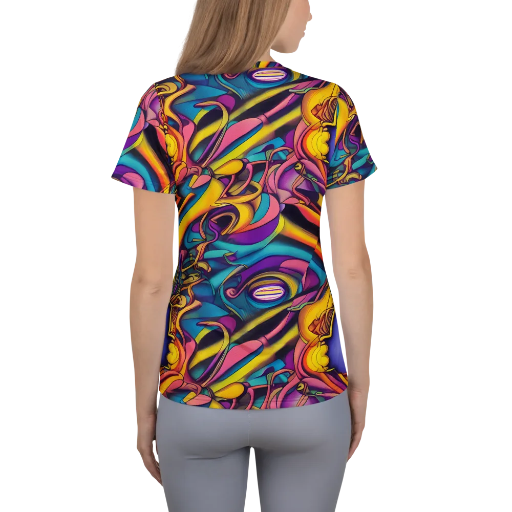 Pre-Raphaelite Wave on Women's Athletic T-Shirt — Back