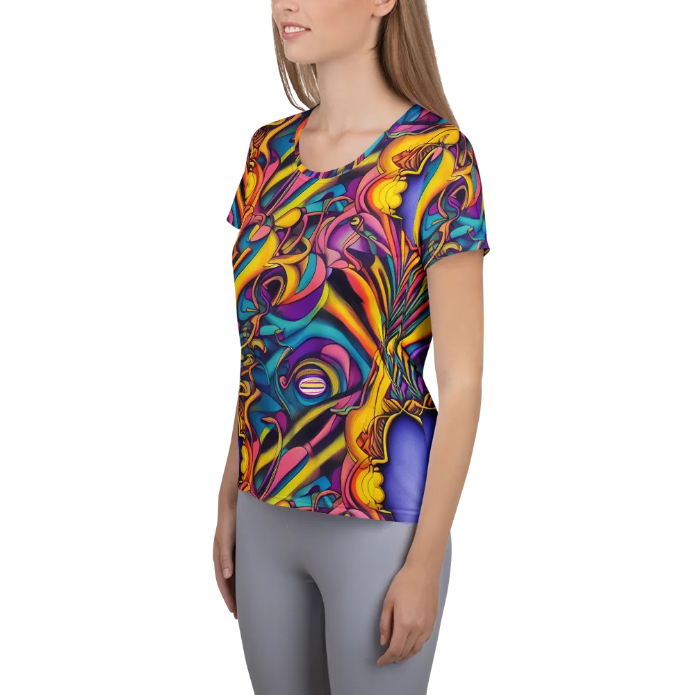 Pre-Raphaelite Wave on Women's Athletic T-Shirt — Left