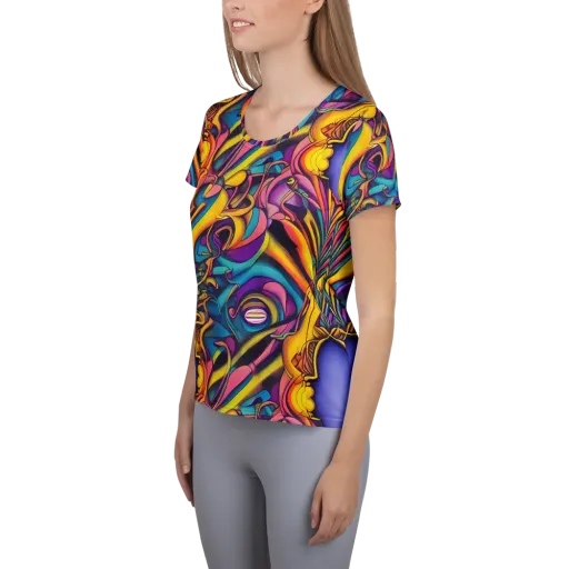 Pre-Raphaelite Wave on a Women's Athletic T-Shirt