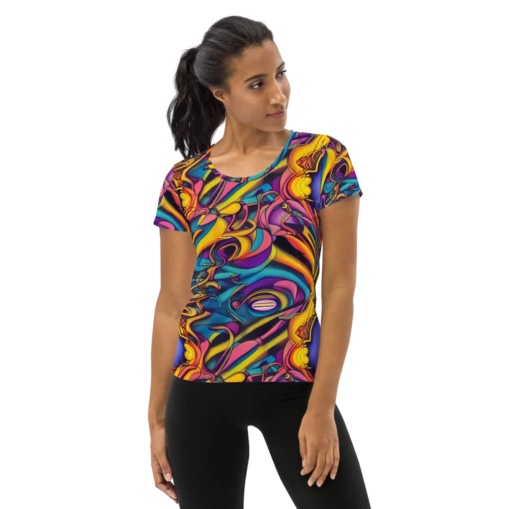 Pre-Raphaelite Wave on Women's Athletic T-Shirt — Front