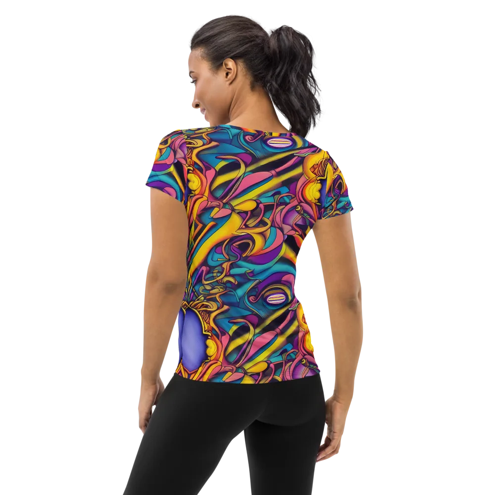 Pre-Raphaelite Wave on Women's Athletic T-Shirt — Back