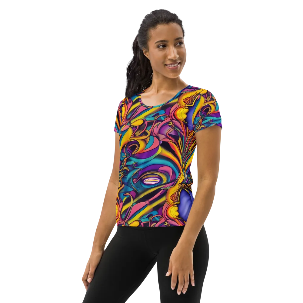 Pre-Raphaelite Wave on Women's Athletic T-Shirt — Left