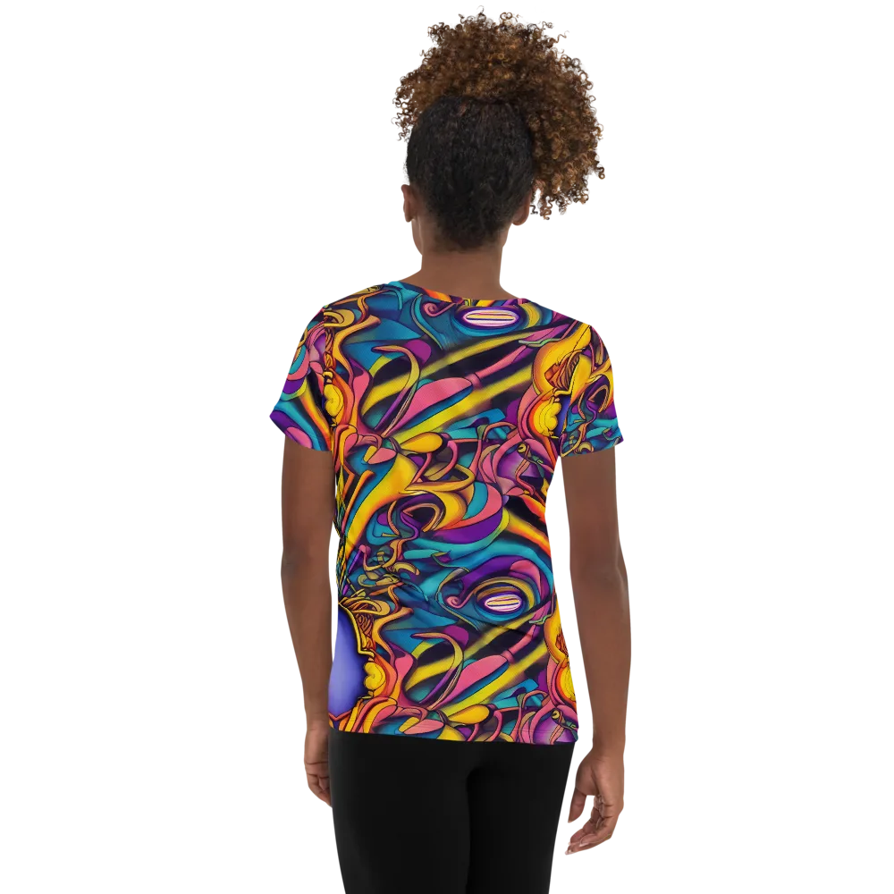 Pre-Raphaelite Wave on Women's Athletic T-Shirt — Back