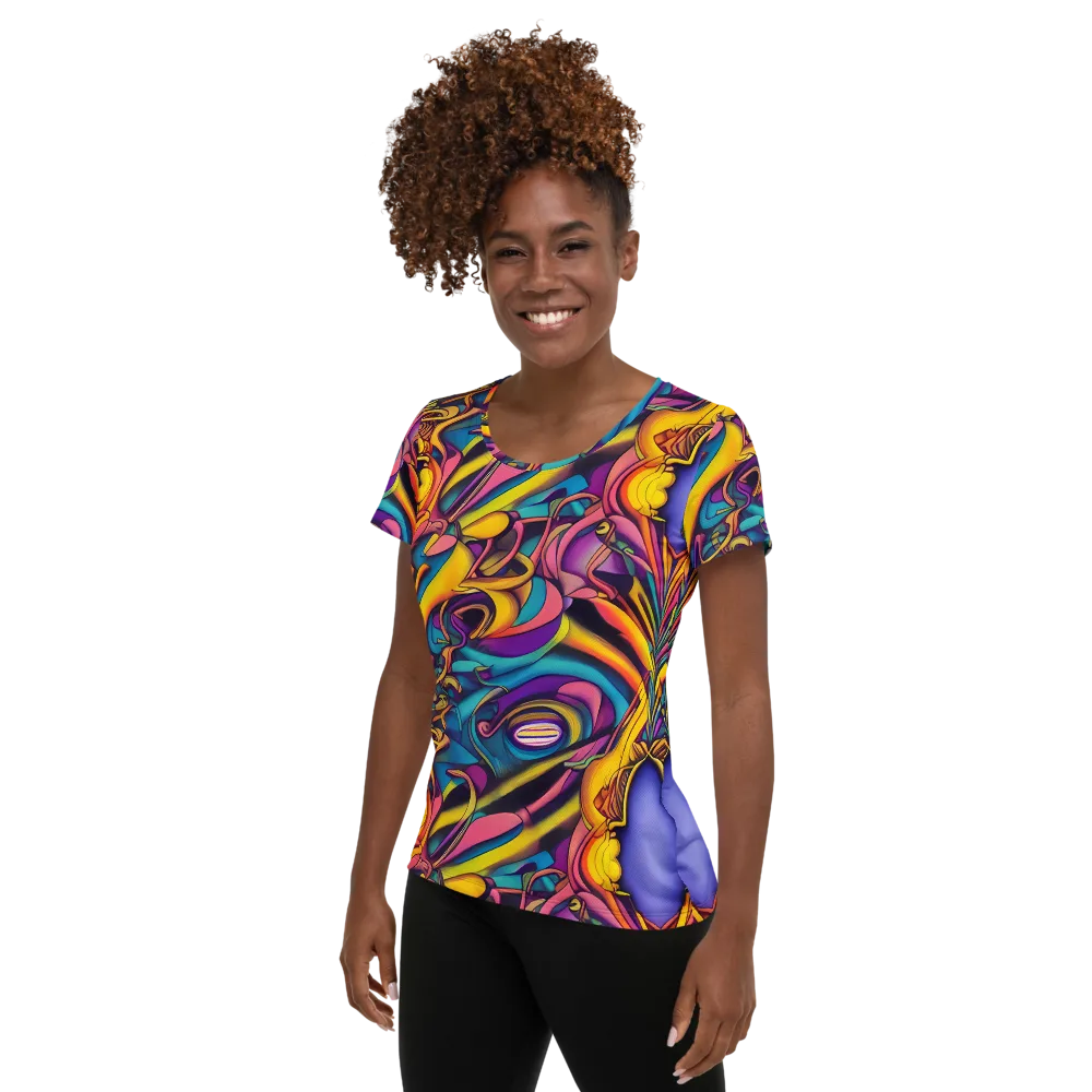 Pre-Raphaelite Wave on Women's Athletic T-Shirt — Left
