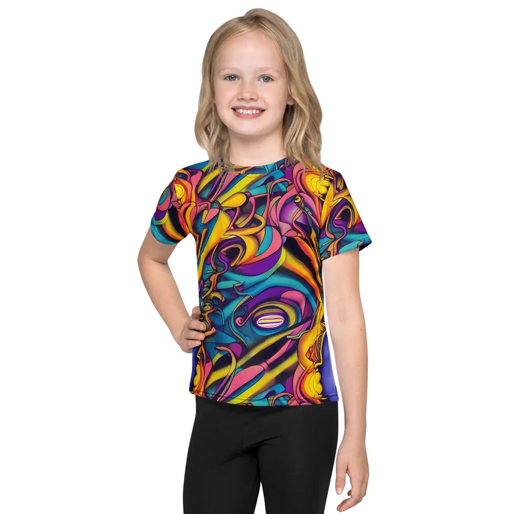 Pre-Raphaelite Wave on Kids Crew Neck T-Shirt — Front