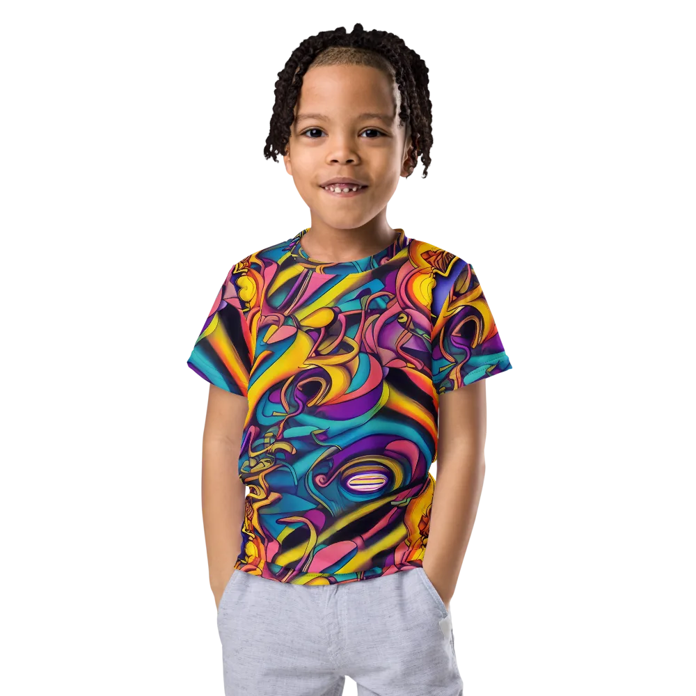 Pre-Raphaelite Wave on Kids Crew Neck T-Shirt — Front