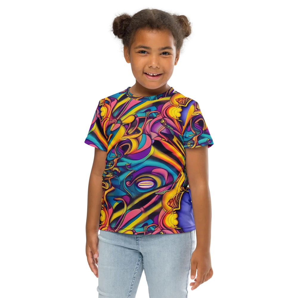 Pre-Raphaelite Wave on Kids Crew Neck T-Shirt — Front