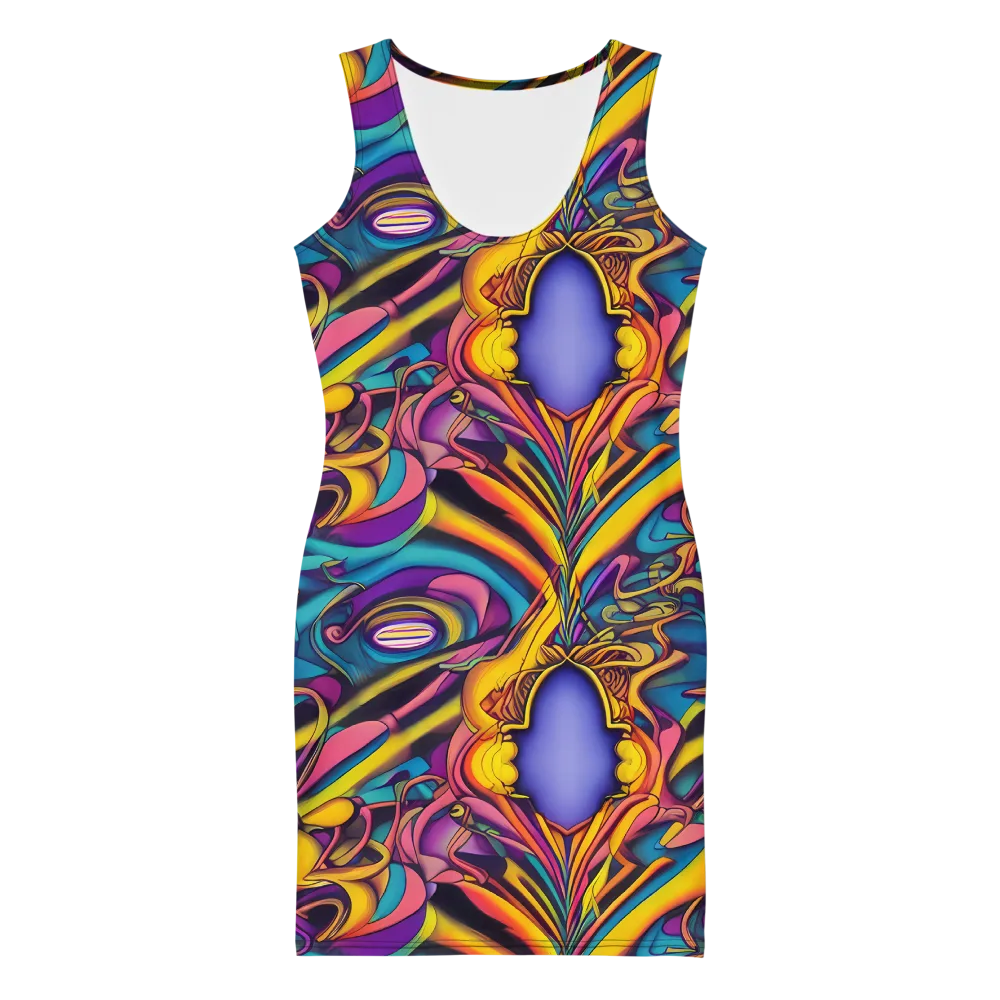 Pre-Raphaelite Wave on Bodycon Dress — Front
