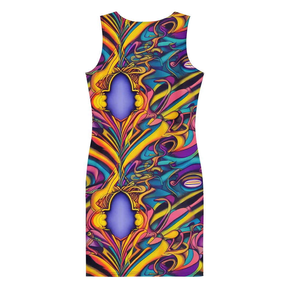 Pre-Raphaelite Wave on Bodycon Dress — Back