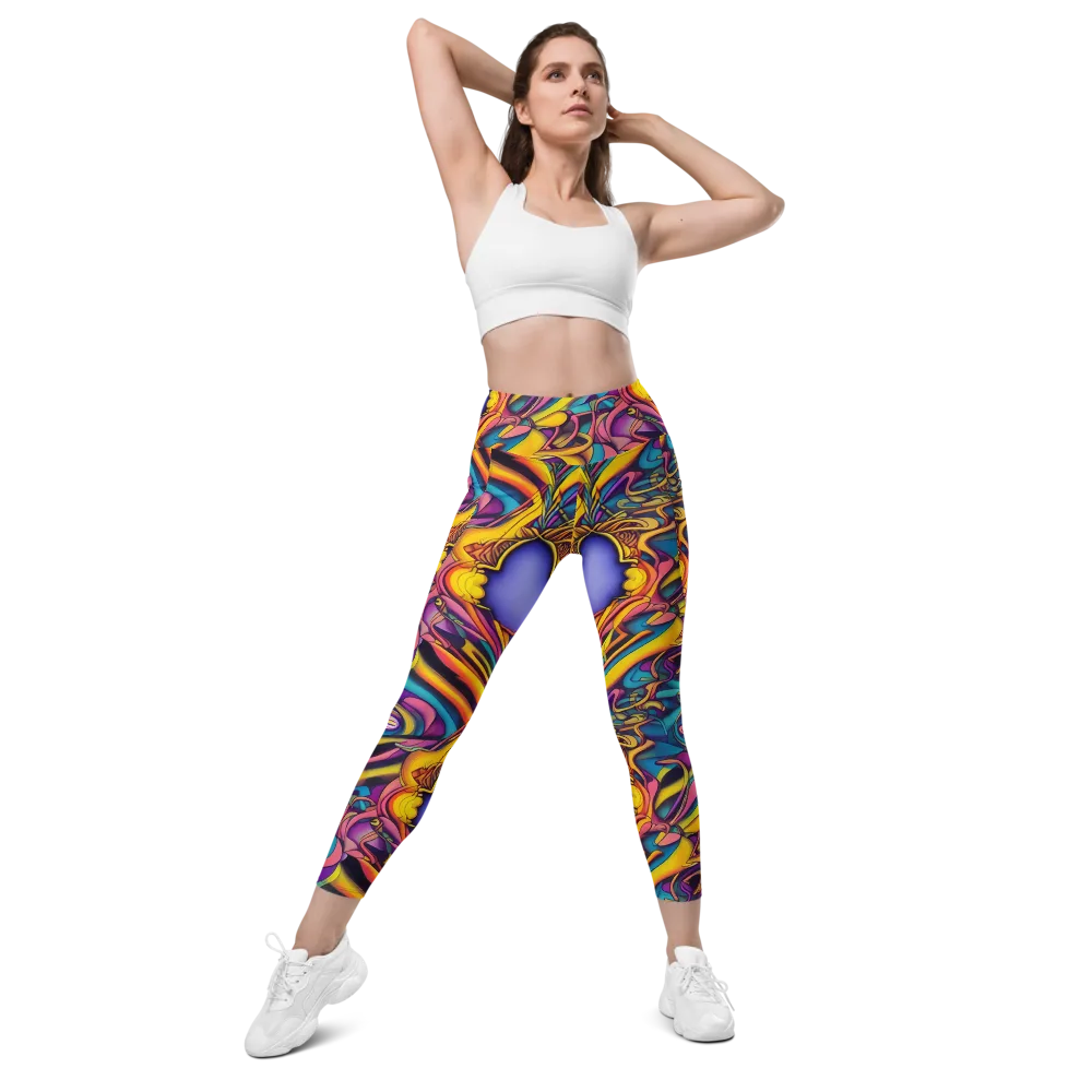 Pre-Raphaelite Wave on Leggings with Pockets — Front