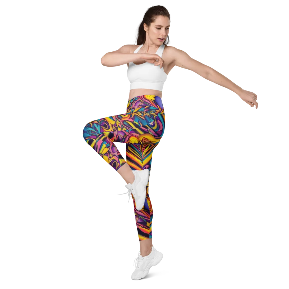 Pre-Raphaelite Wave on Leggings with Pockets — Left Front