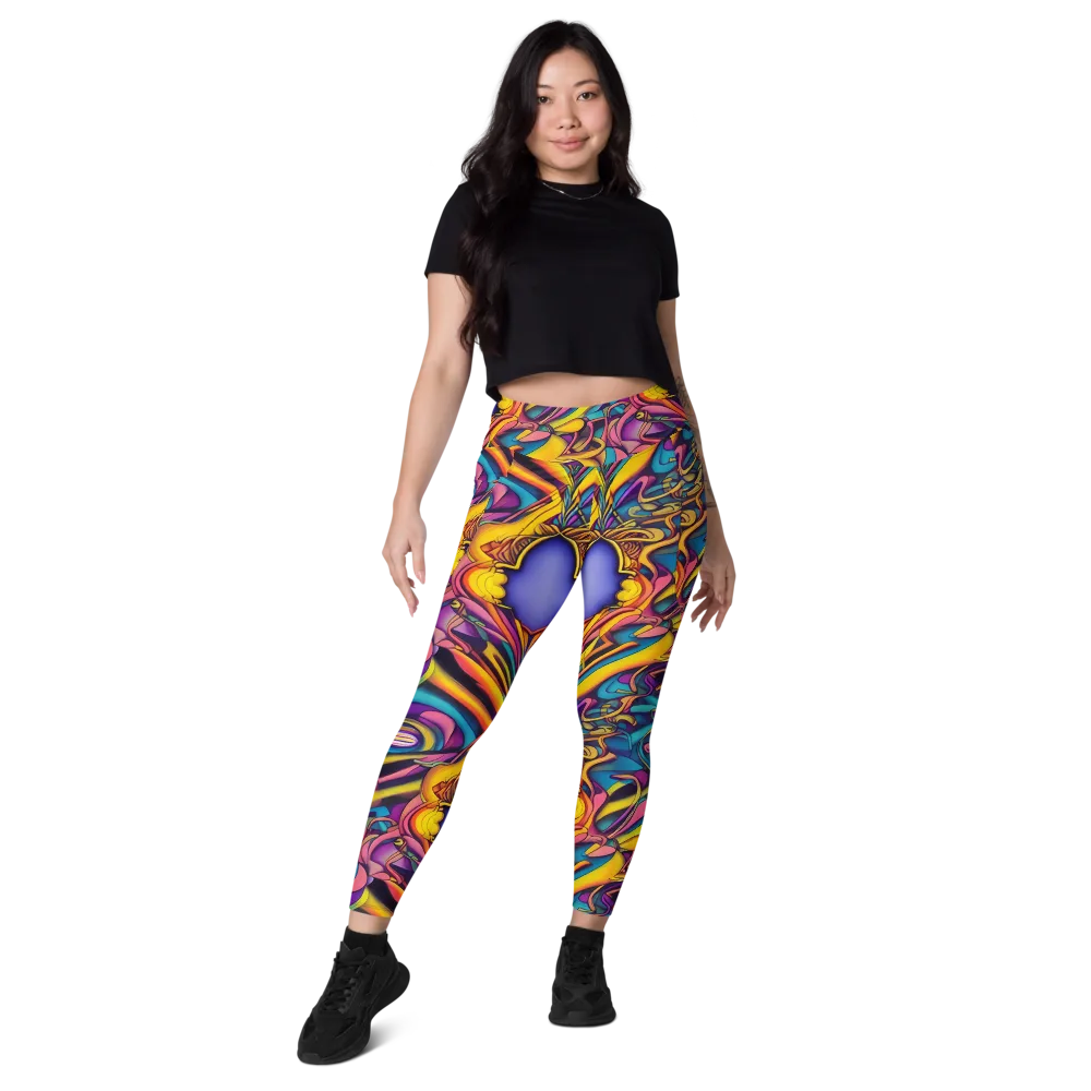 Pre-Raphaelite Wave on Leggings with Pockets — Front