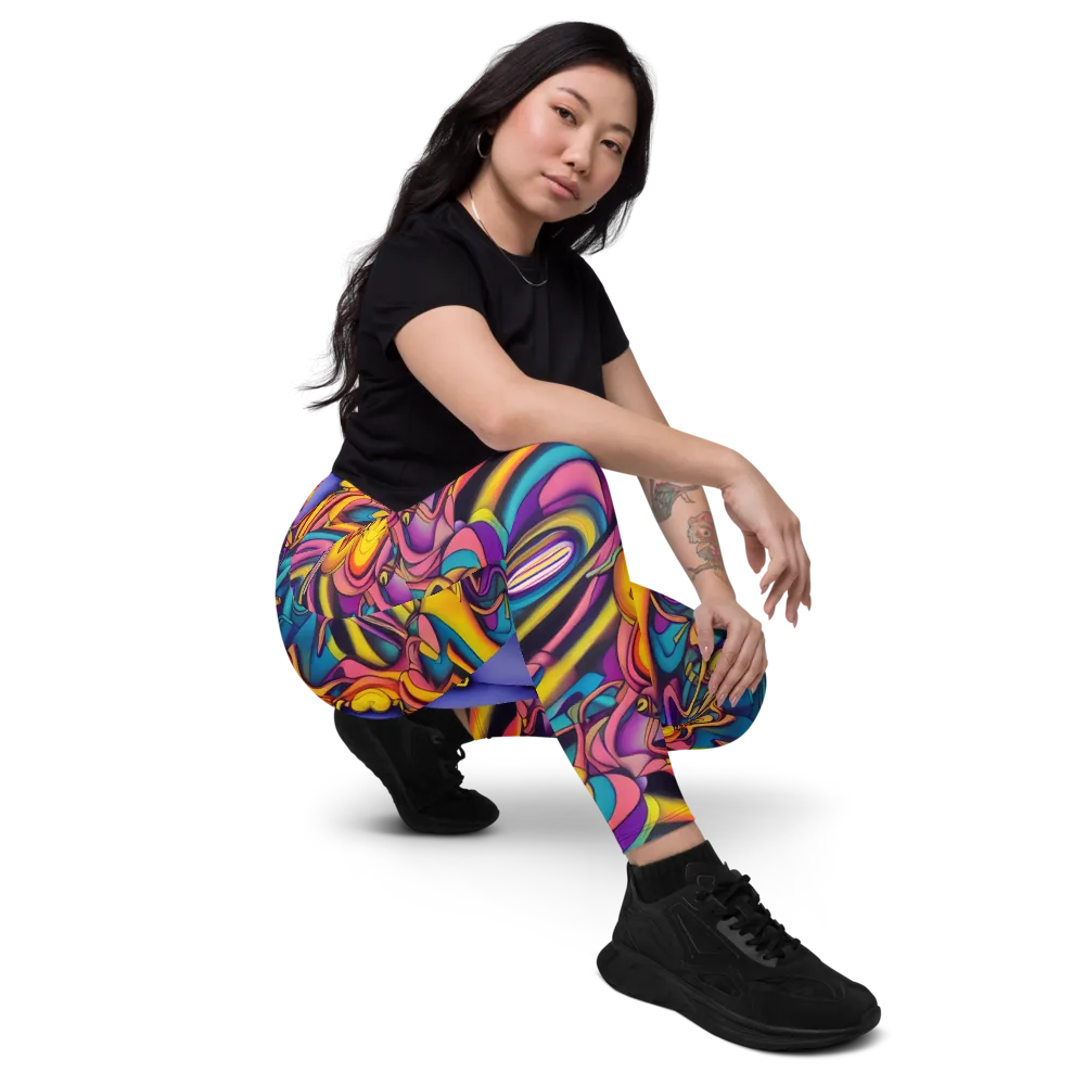 Pre-Raphaelite Wave on Leggings with Pockets — Right Front