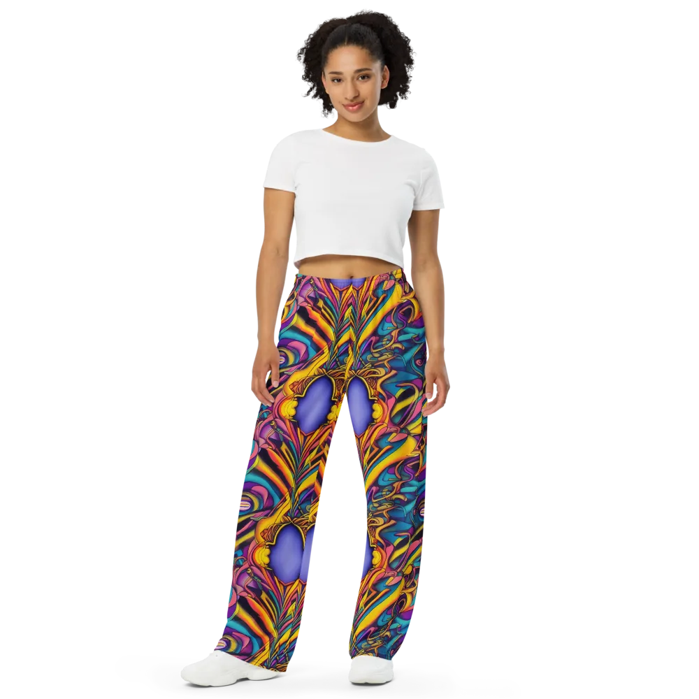 Pre-Raphaelite Wave on Wide-Leg Pants — Front