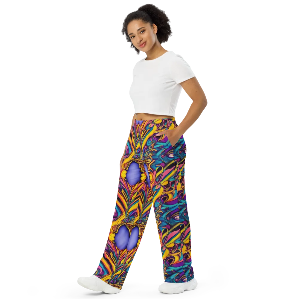 Pre-Raphaelite Wave on Wide-Leg Pants — Left Front