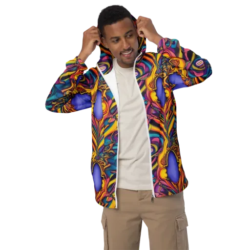 Pre-Raphaelite Wave on a Men's Windbreaker