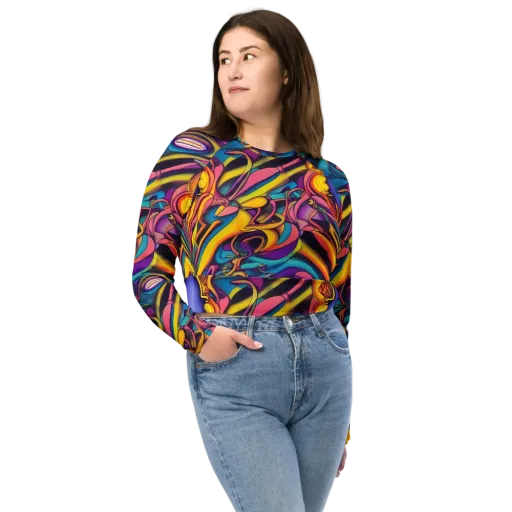 Pre-Raphaelite Wave on a Long Sleeve Crop Top