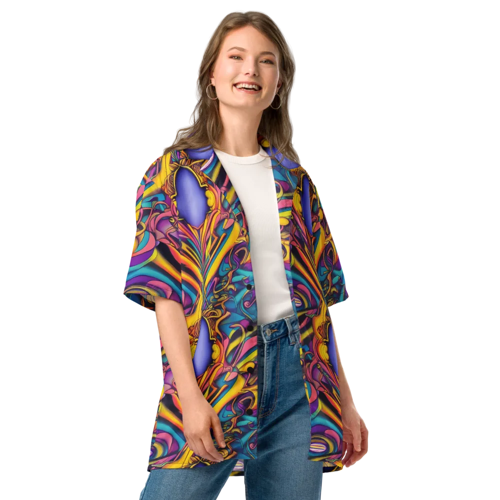 Pre-Raphaelite Wave on Button Shirt — Front