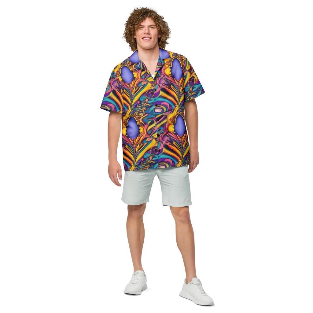 Pre-Raphaelite Wave on Button Shirt — Front