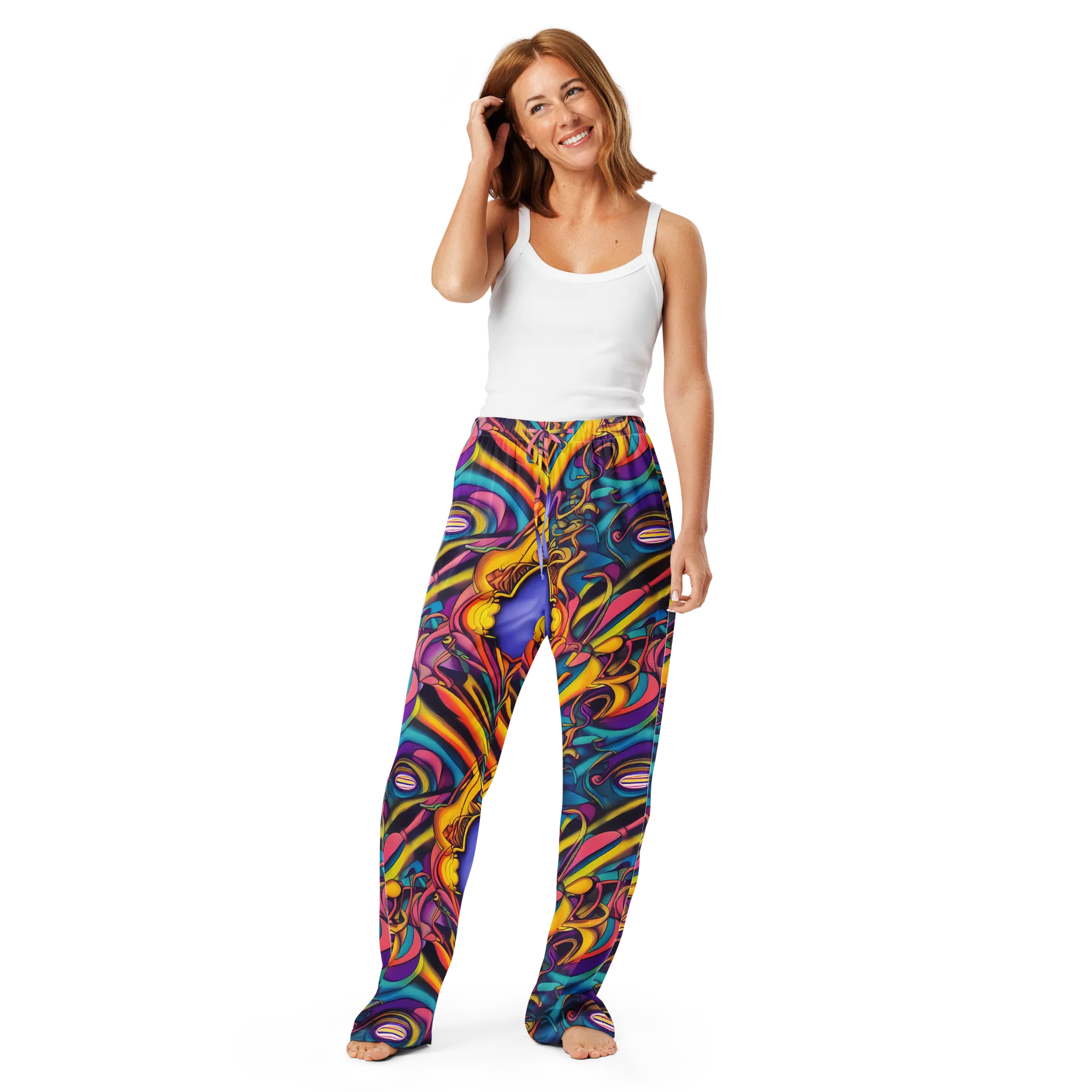 Pre-Raphaelite Wave on Women's Pajama Pants — Front