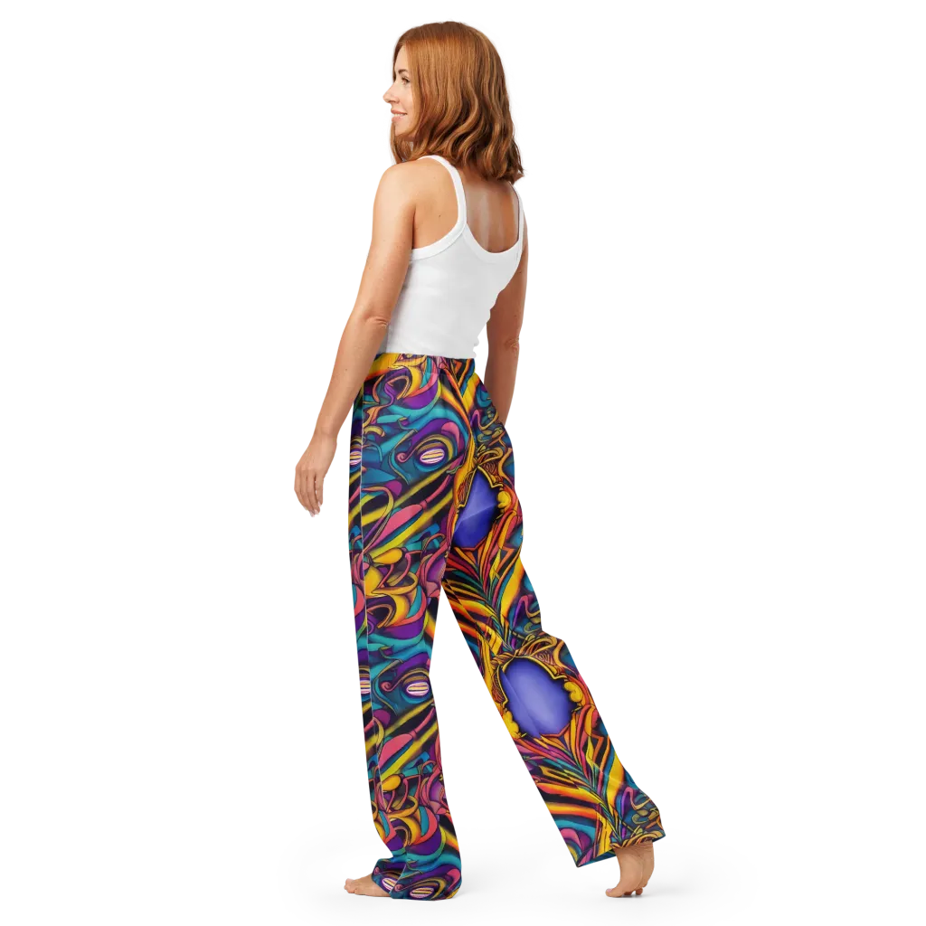 Pre-Raphaelite Wave on Women's Pajama Pants — Back
