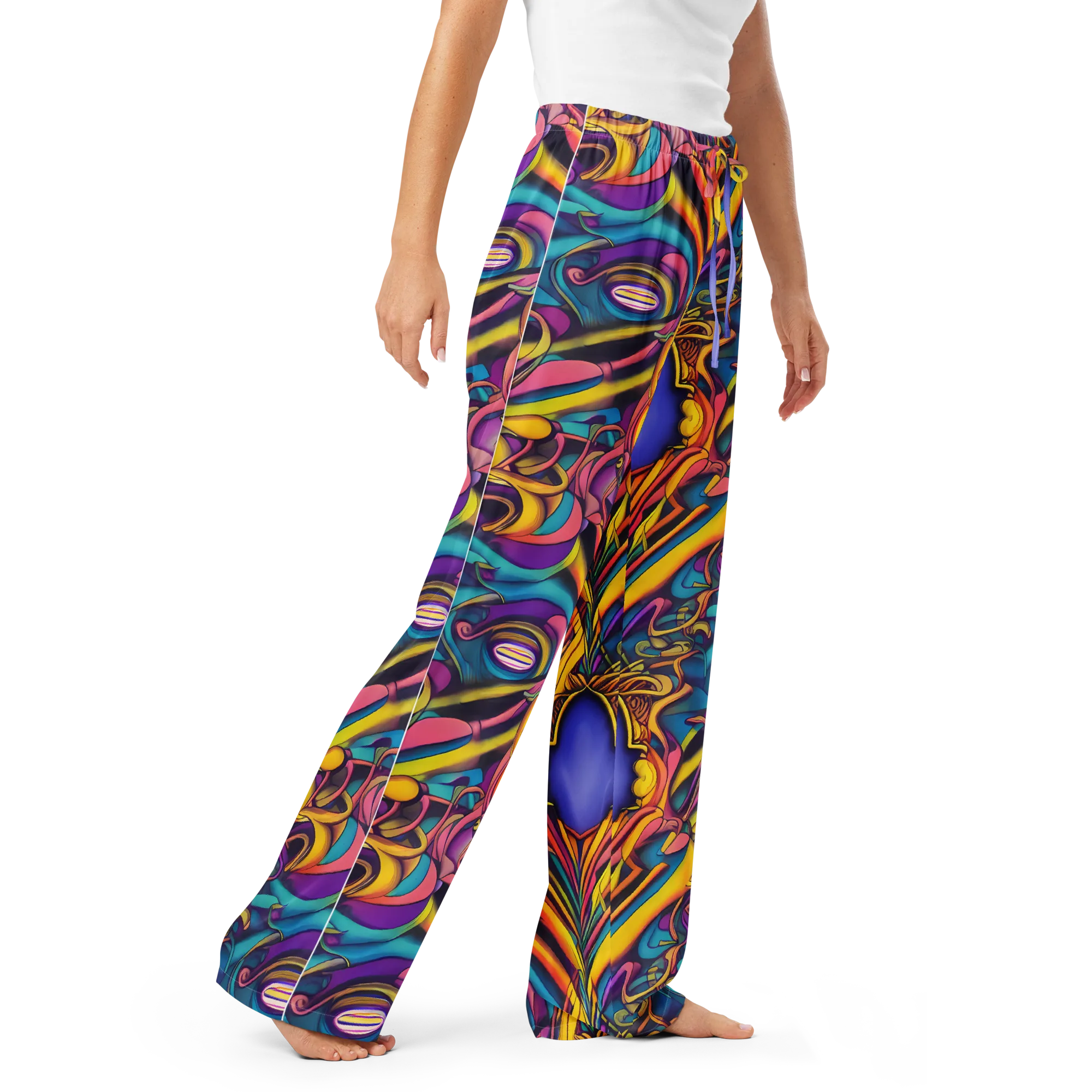 Pre-Raphaelite Wave on Women's Pajama Pants — Right Front