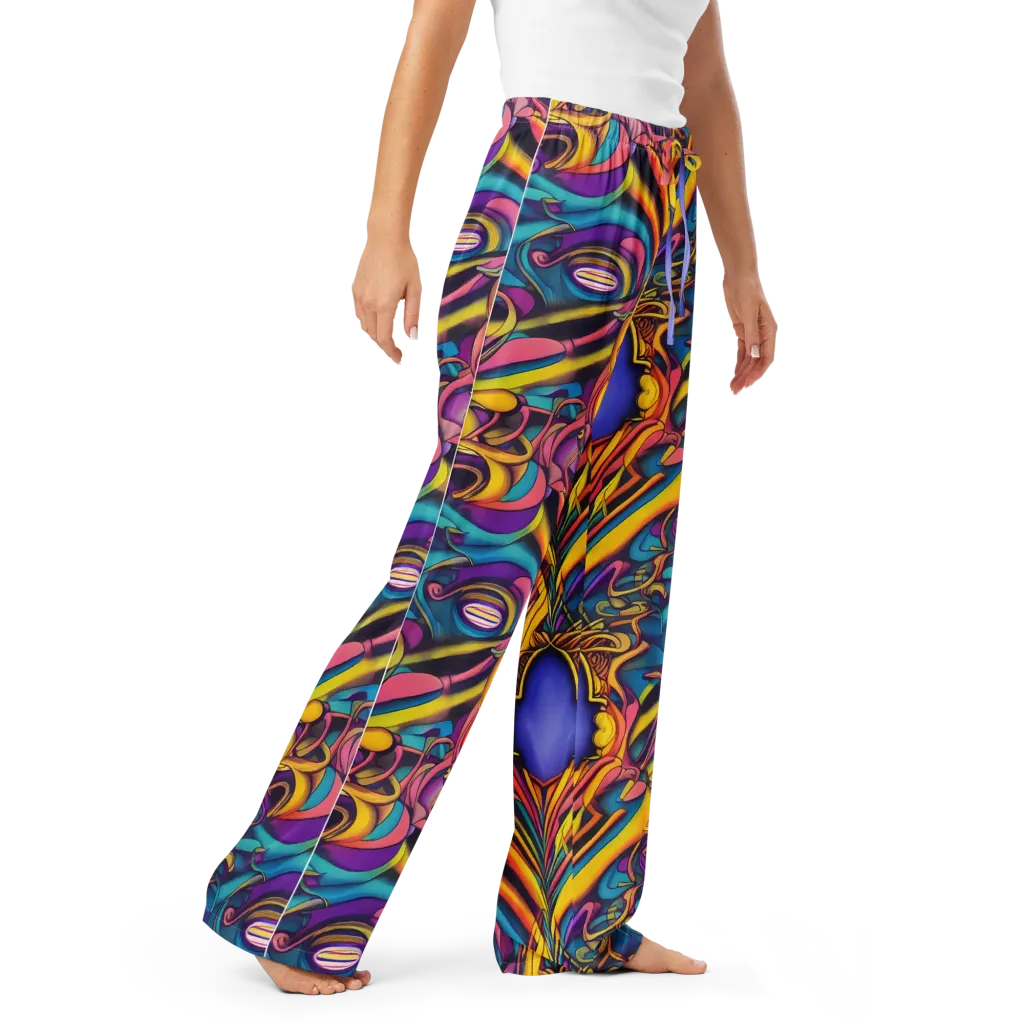 Pre-Raphaelite Wave on Women's Pajama Pants — Right Front