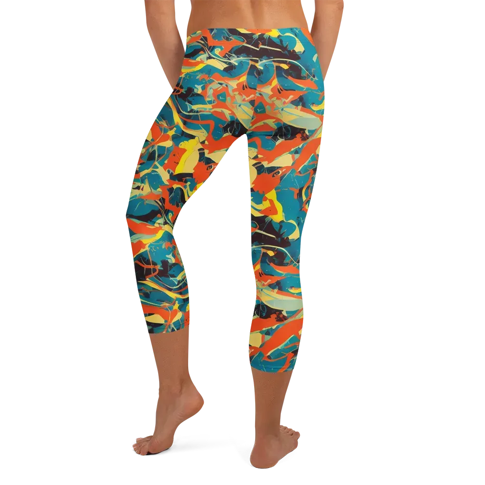 Abstract Tango on Capri Leggings — Back