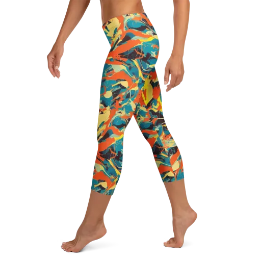 Abstract Tango on a Capri Leggings