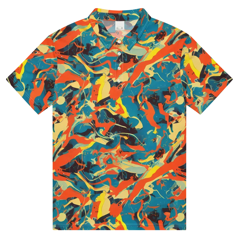 Abstract Tango on Men's Slim Fit Polo Shirt — Front