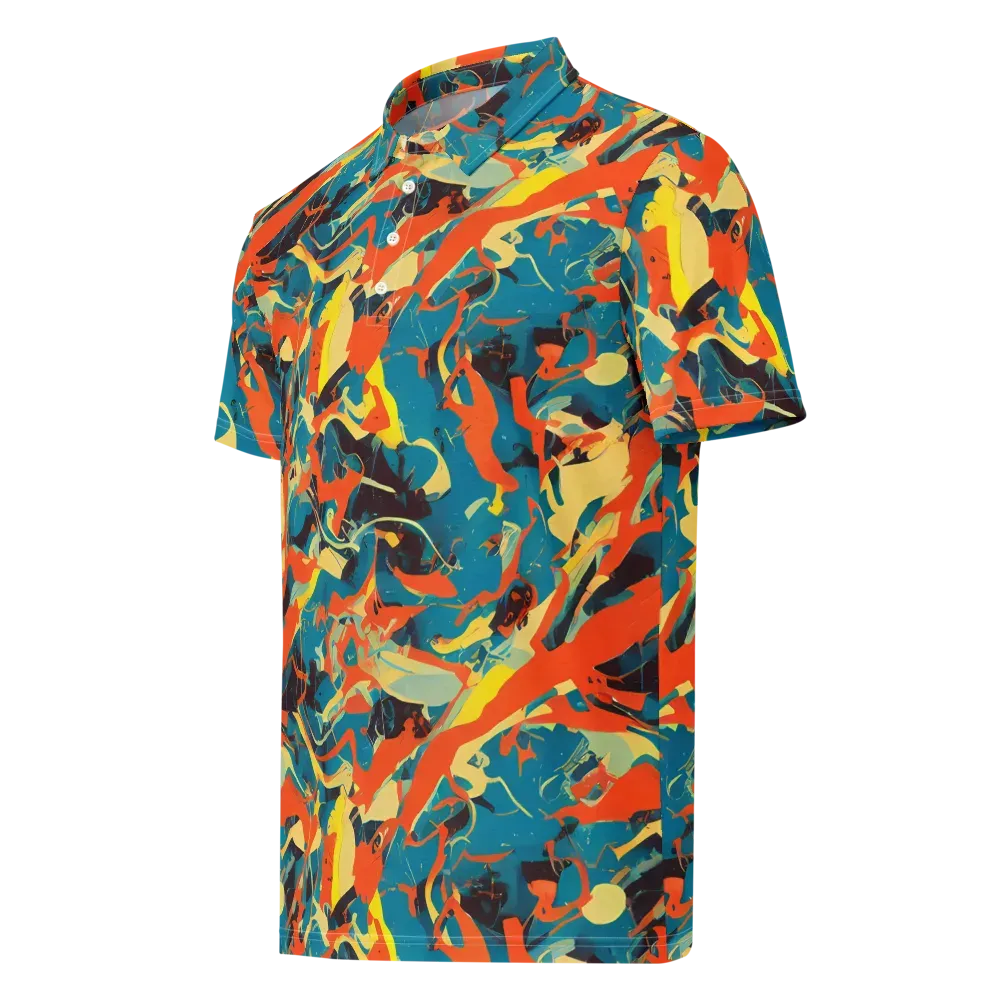 Abstract Tango on Men's Slim Fit Polo Shirt — Left Front