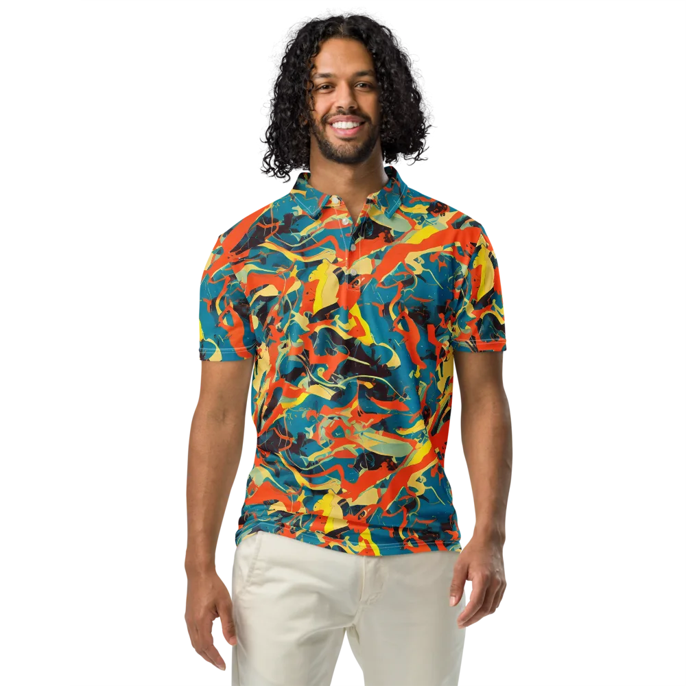 Abstract Tango on Men's Slim Fit Polo Shirt — Front