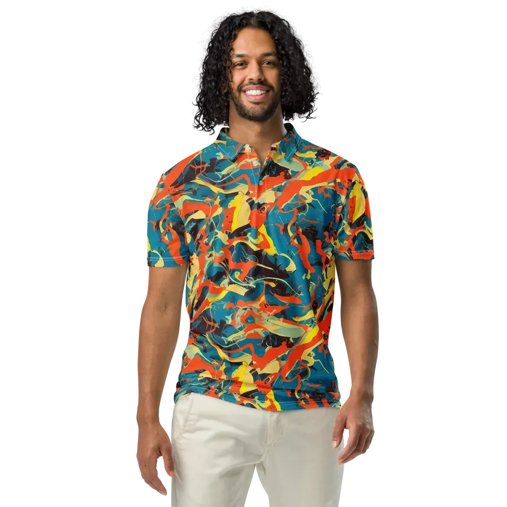Abstract Tango on Men's Slim Fit Polo Shirt — Front