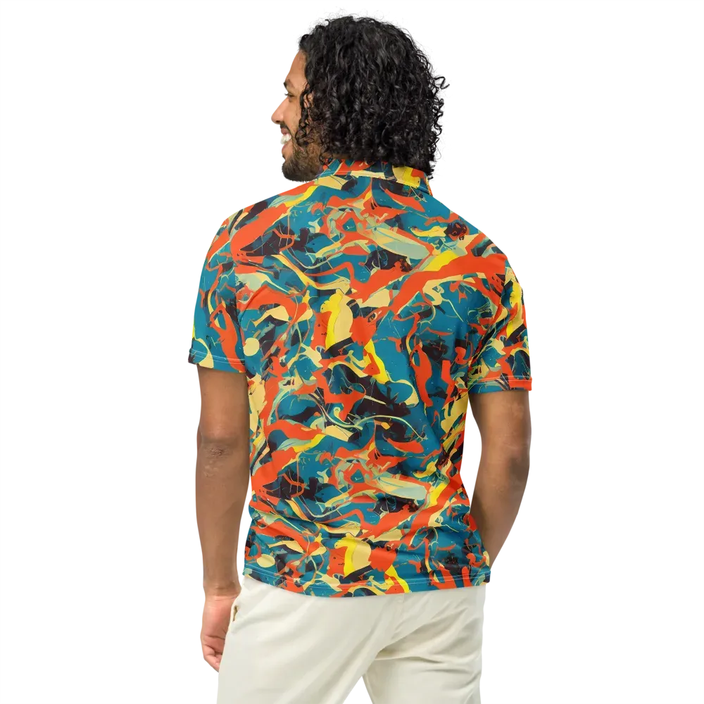 Abstract Tango on Men's Slim Fit Polo Shirt — Back
