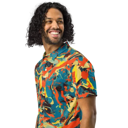 Abstract Tango on a Men's Slim Fit Polo Shirt