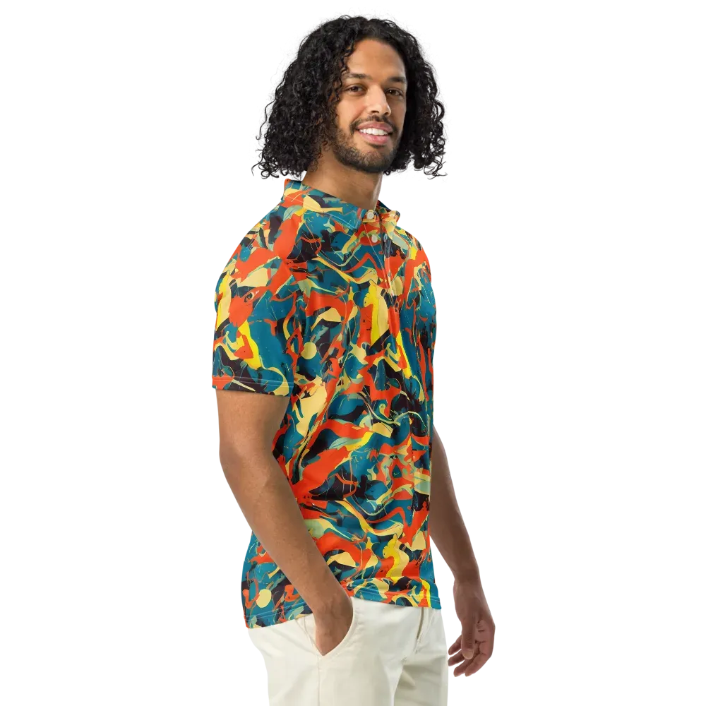 Abstract Tango on Men's Slim Fit Polo Shirt — Right Front