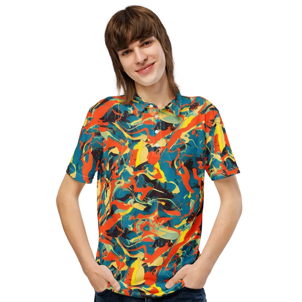 Abstract Tango on Men's Slim Fit Polo Shirt — Front