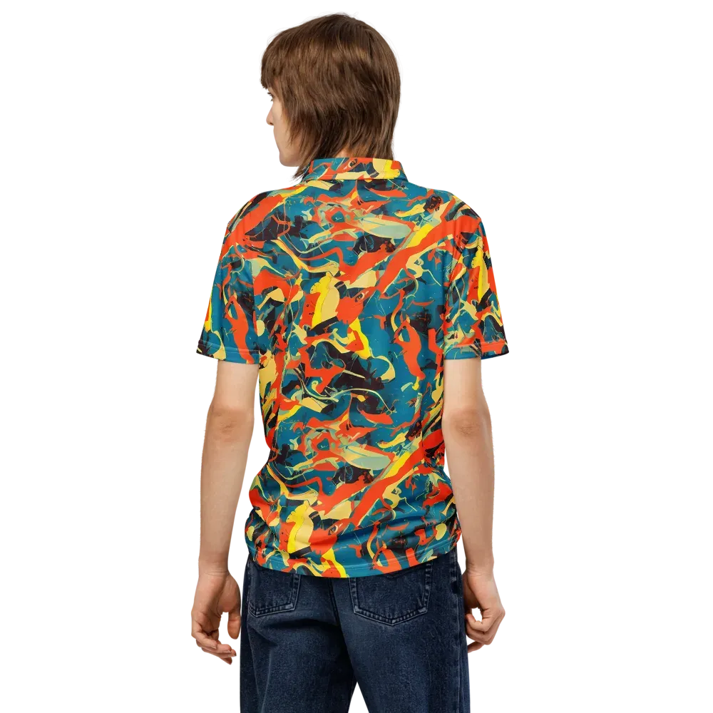 Abstract Tango on Men's Slim Fit Polo Shirt — Back