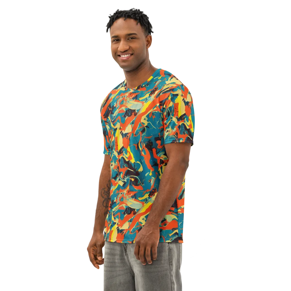 Abstract Tango on Men's Cotton Crew Neck T-Shirt — Left Front