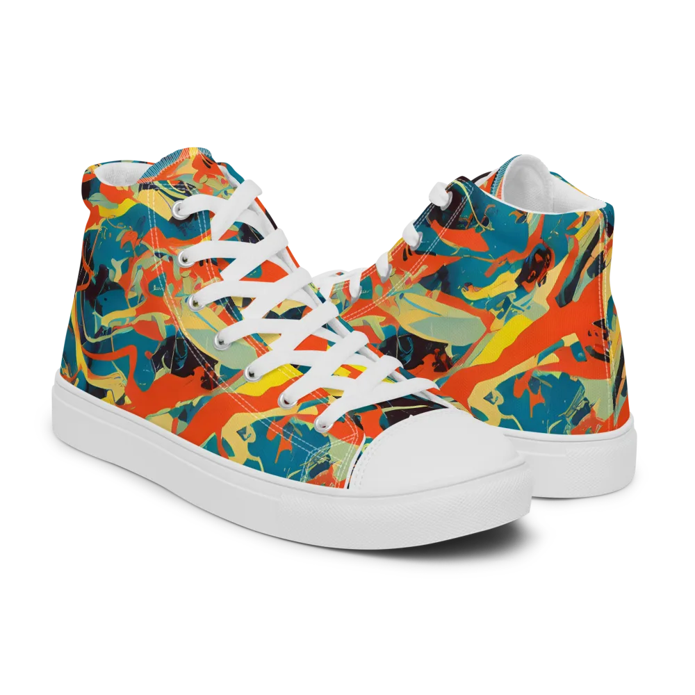 Abstract Tango on Men's High Top Canvas Shoes — Right