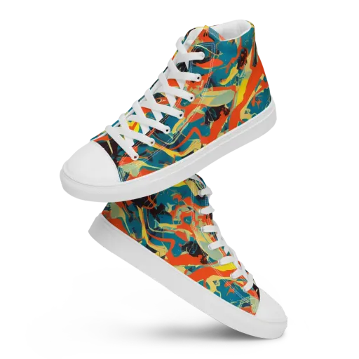 Abstract Tango on a Men's High Top Canvas Shoes